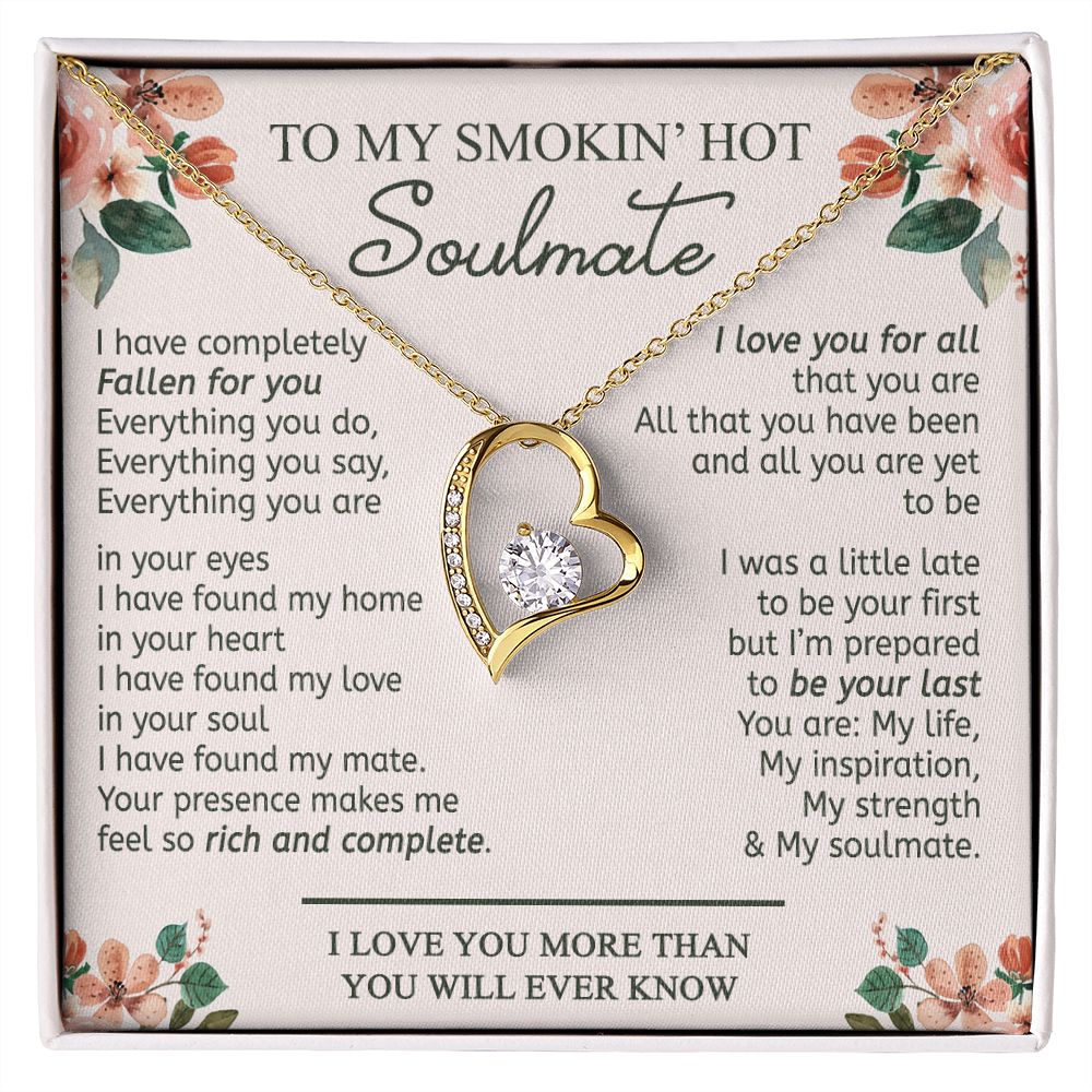To My Smokin Hot Soulmate Necklace - Wife Gifts From Husband To My Wife Necklace, Gift for Her Romantic, Girlfriend Gifts Necklace for Wife from Men Includes Message Card and Gift Box 20 Forever Love Necklace