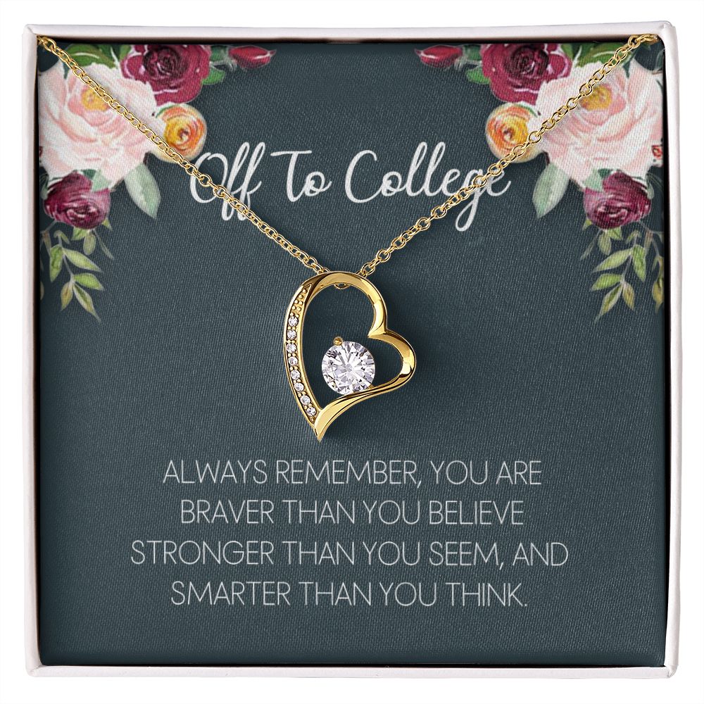 Off To College Necklace, Graduation Gifts For for Girl Congrats Graduation Pendants Gift For Daughter, Granddaughter, Niece, Sister Forever Love Necklace