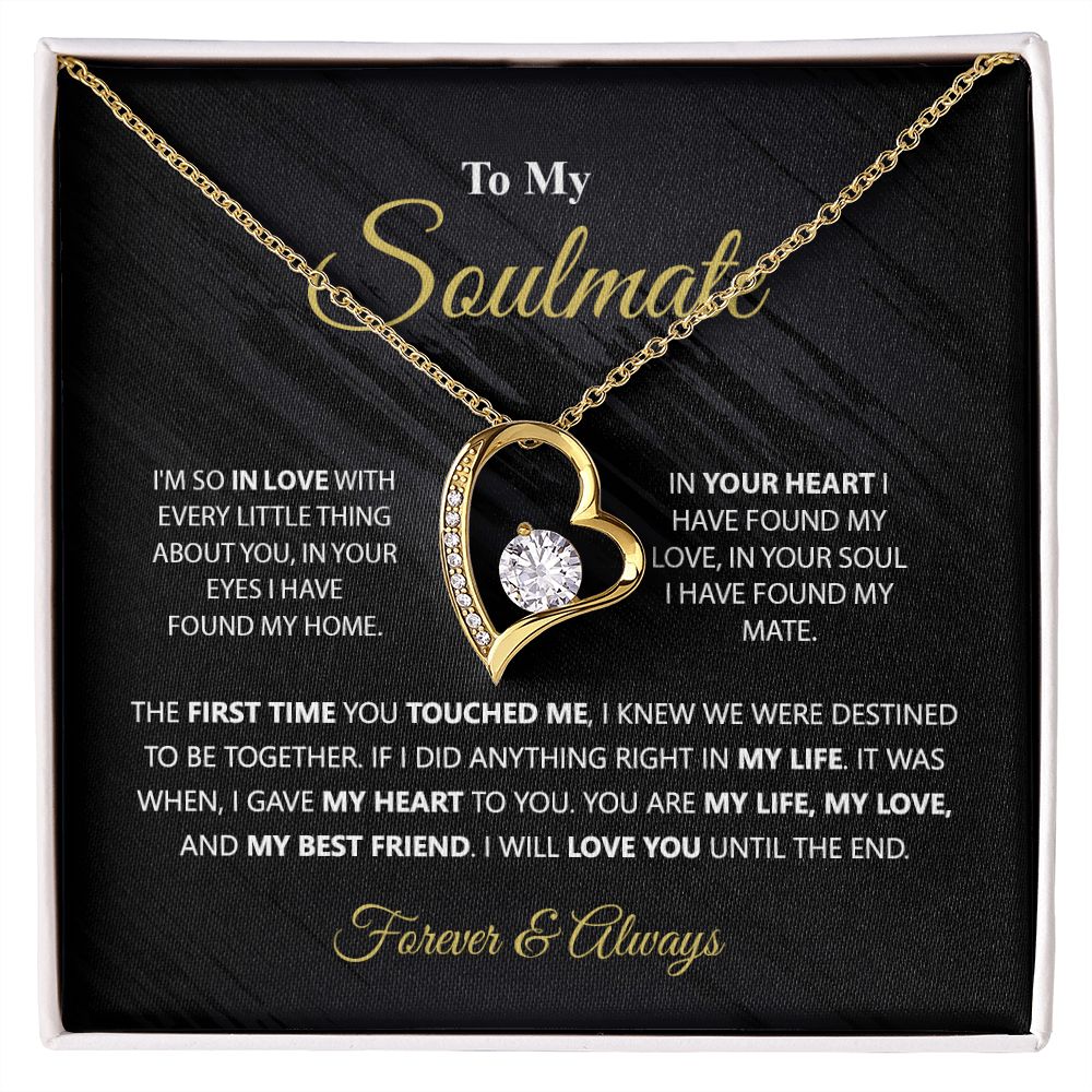 To My Soulmate Necklace for Women Birthday Christmas Jewelry Gifts For My Wife with Message Card Box Personalized Gift Present Pendant for Future Wife Soulmate Girlfriend Love 1 Forever Love Necklace