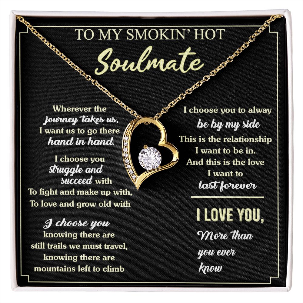 To My Soulmate Necklace for Women Birthday Valentines Day Jewelry Gifts For My Wife with Message Card Box Personalized Gift Present Pendant for Future Wife Soulmate Girlfriend Love 7 Forever Love Necklace