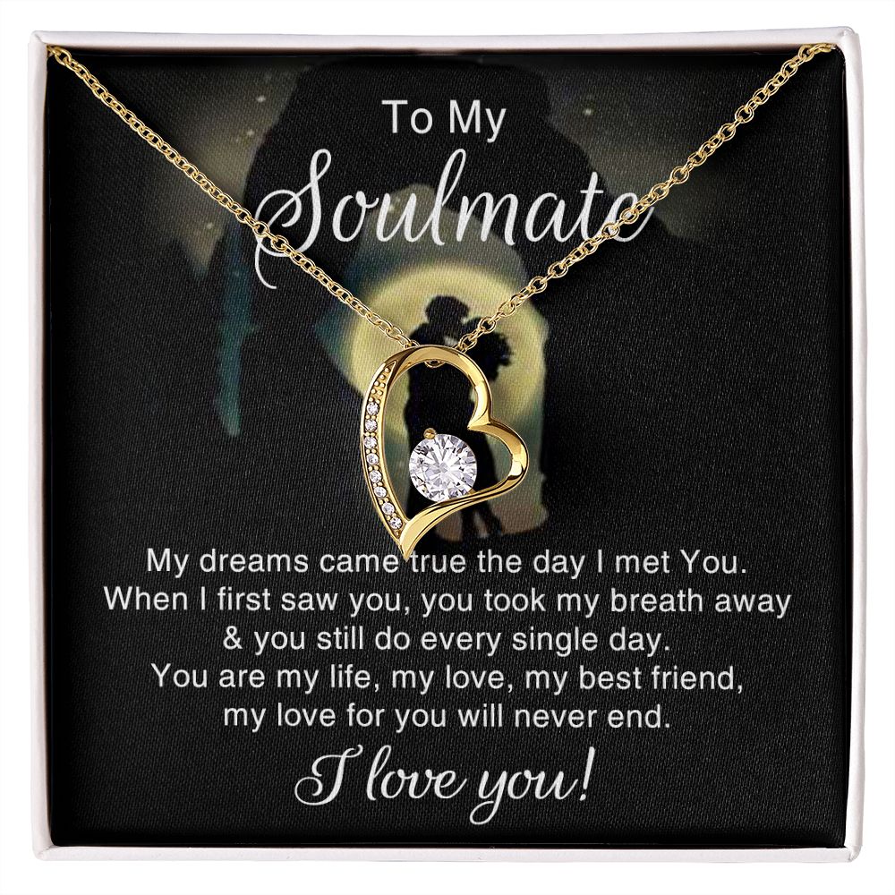 To My Soulmate Necklace for Women Birthday Christmas Jewelry Gifts For My Wife with Message Card Box Personalized Gift Present Pendant for Future Wife Soulmate Girlfriend Love 3 Forever Love Necklace
