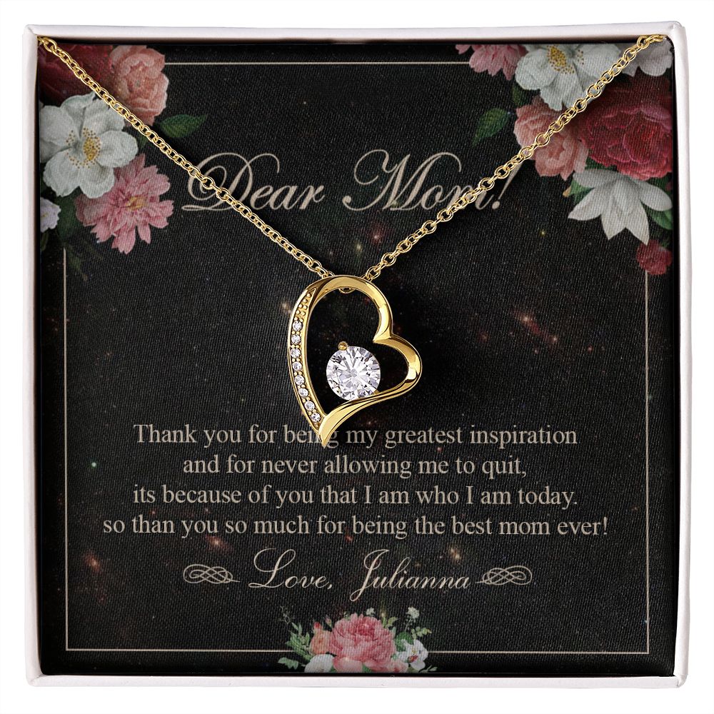 To My Mom Necklace, Gift For Mom On Mother's Day Thank You Mom Gifts From Kids Mom Julianna Forever Love Necklace
