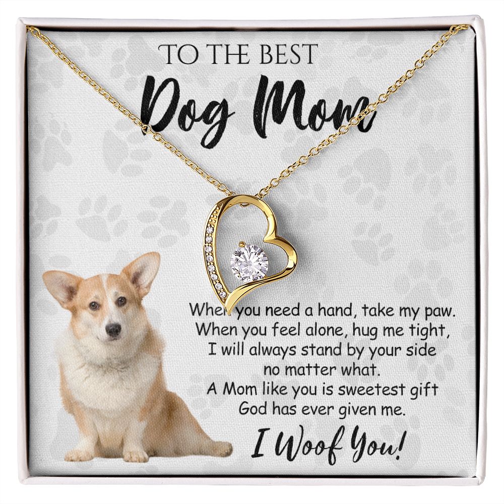 To The Best Corgi Dog Mom Knot Necklace Mother's Day Gift , I Woof You Quote Gift Card, Message Card Jewelry For Dog Lovers, Necklace For Mom Forever Love Necklace