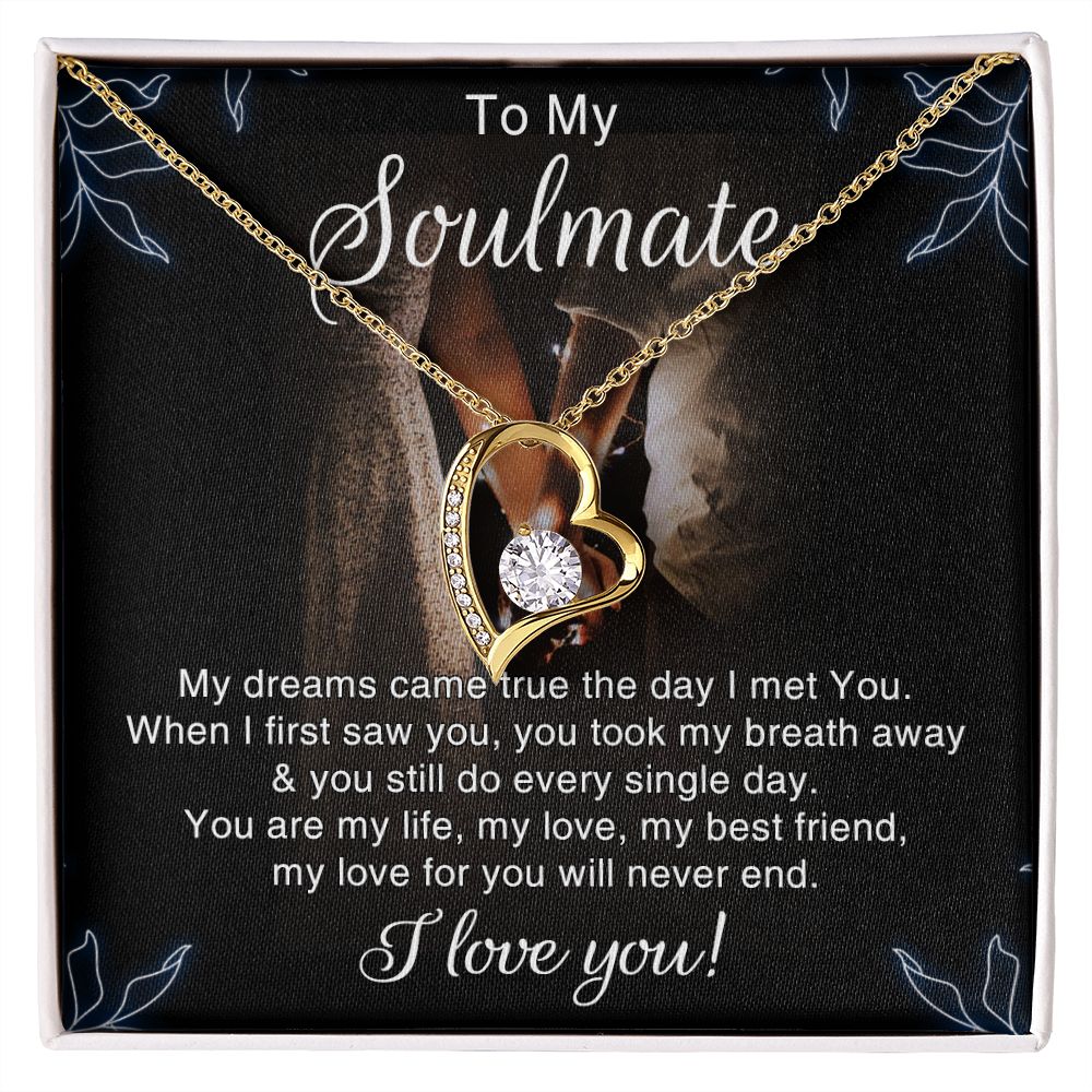 To My Soulmate Necklace for Women Birthday Christmas Jewelry Gifts For My Wife with Message Card Box Personalized Gift Present Pendant for Future Wife Soulmate Girlfriend Love 5 Forever Love Necklace