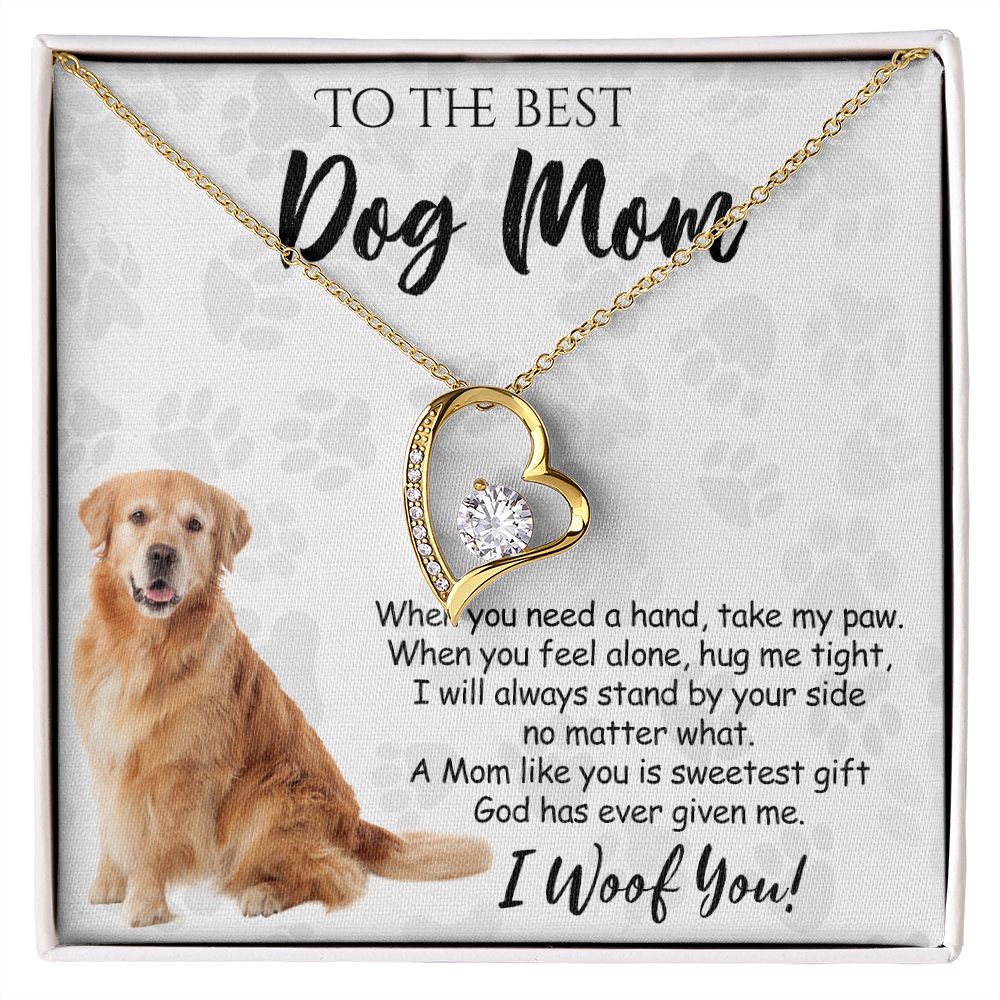 To The Best Golden Retriever Dog Mom Knot Necklace Mother's Day Gift , I Woof You Quote Gift Card, Message Card Jewelry For Dog Lovers, Necklace For Mom Forever Love Necklace
