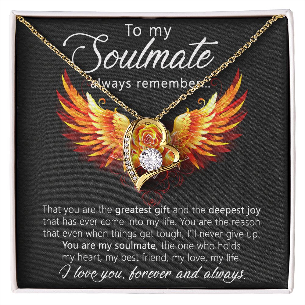 To My Soulmate Necklace for Women Birthday Christmas Jewelry Gifts For My Wife with Message Card Box Personalized Gift Present Pendant for Future Wife Soulmate Girlfriend Love 22 Forever Love Necklace