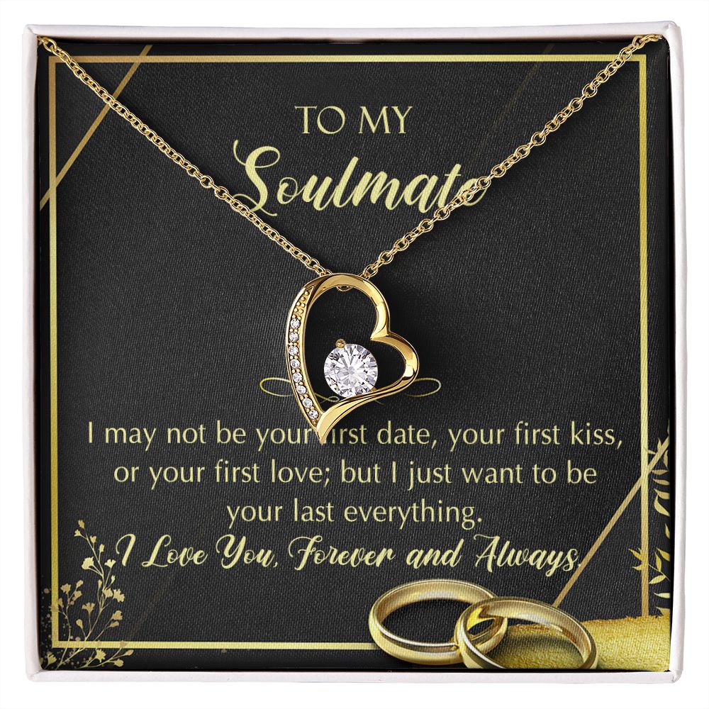 To My Soulmate Necklace for Women Birthday Christmas Jewelry Gifts For My Wife with Message Card Box Personalized Gift Present Pendant for Future Wife Soulmate Girlfriend Love 28 Forever Love Necklace