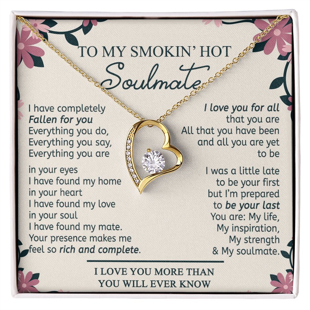 To My Smokin Hot Soulmate Necklace - Wife Gifts From Husband To My Wife Necklace, Gift for Her Romantic, Girlfriend Gifts Necklace for Wife from Men Includes Message Card and Gift Box 17 Forever Love Necklace