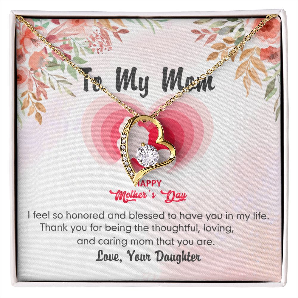 To My Mom Necklace Pendant Gift From Daughter And Happy Mother's Day Gift For Mom Birthday, Anniversary Thank You Forever Love Necklace