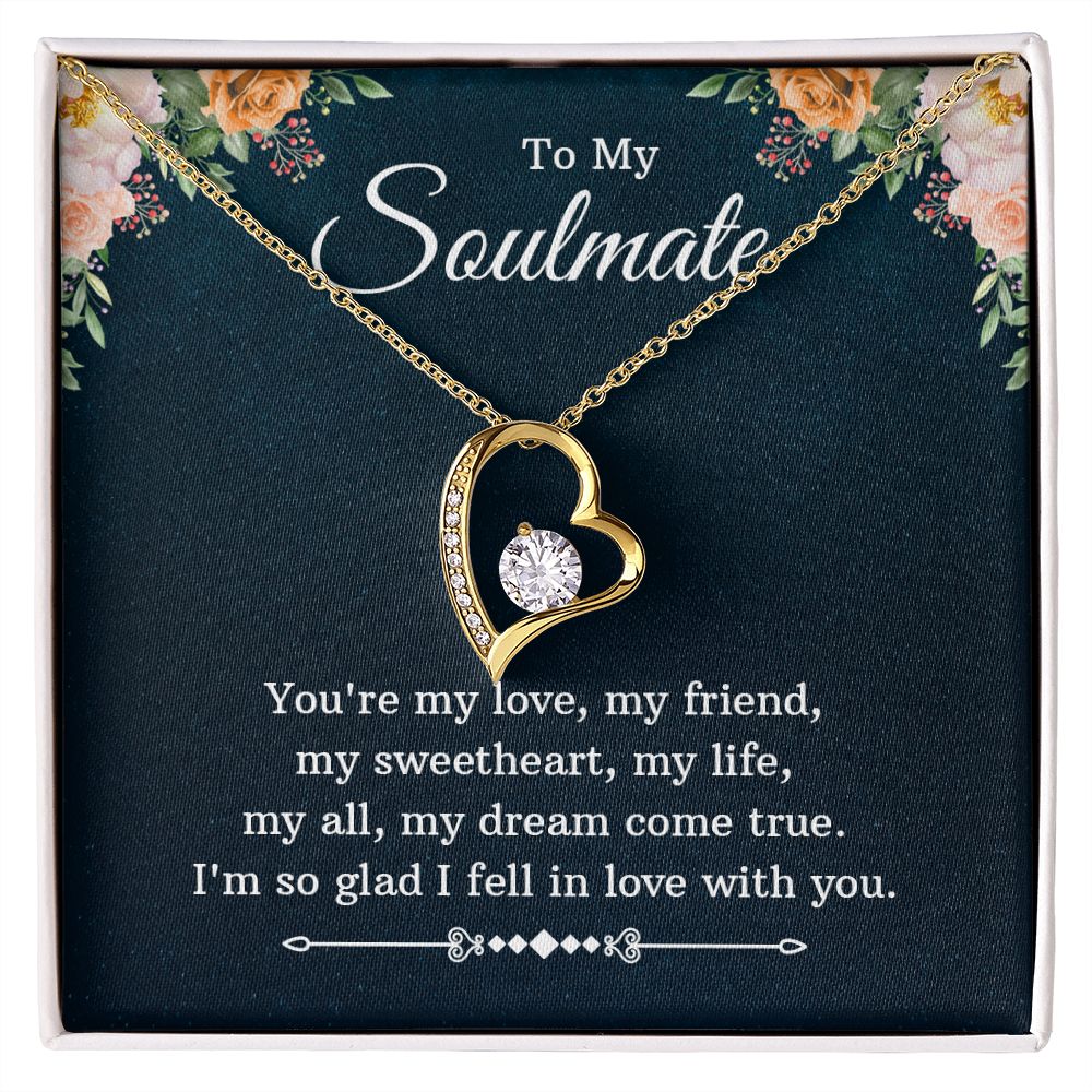 To My Soulmate Necklace for Women Birthday Christmas Jewelry Gifts For My Wife with Message Card Box Personalized Gift Present Pendant for Future Wife Soulmate Girlfriend Love 10 Forever Love Necklace