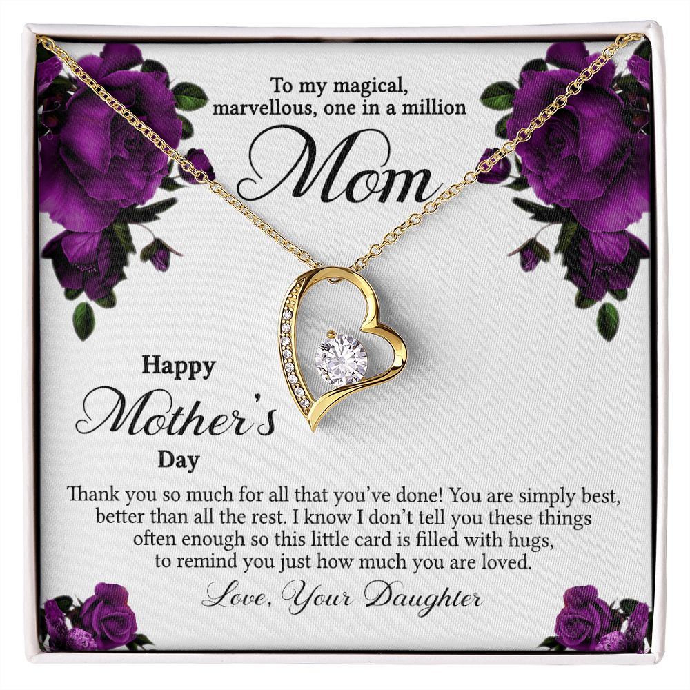 Mom Necklace Gifts for Mom from Daughter to Mom Gifts for Mothers Day from Daughter, To My Mom Necklace from Daughter to Mom Birthday Gifts Necklace with Message Card and Gift Box3 Forever Love Necklace