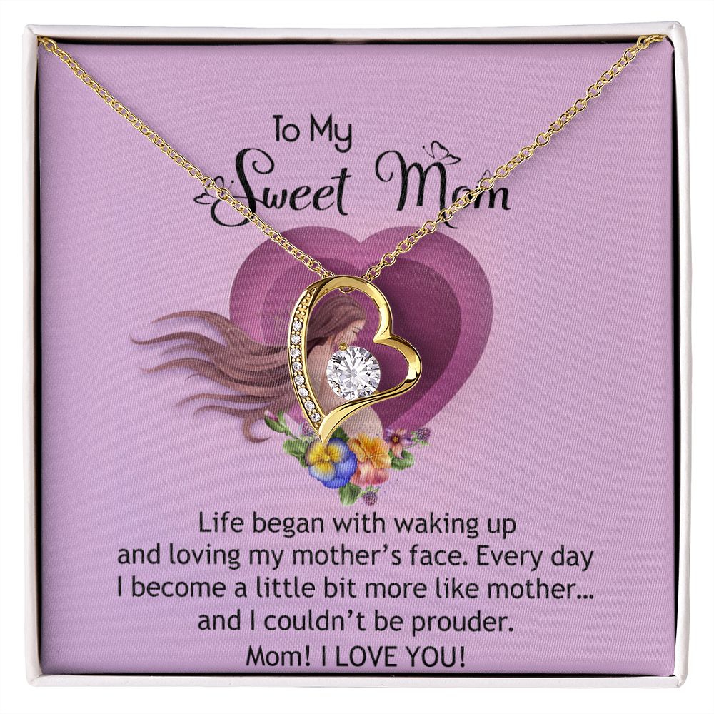 To My Sweet Mom, Sweet Mom Necklace Pendant, Mothers Day Gifts, Gift For Sweet Mom, New Mom Gifts Forever Love Necklace
