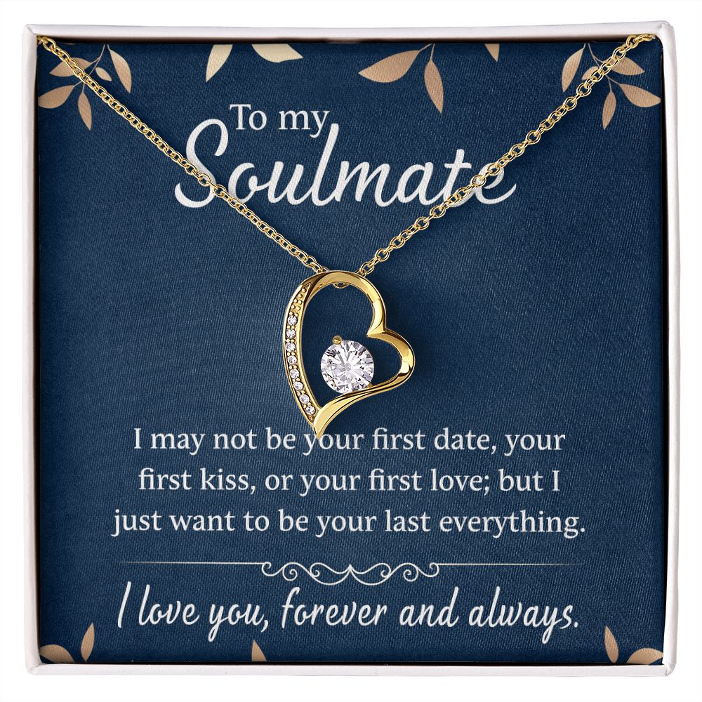 To My Soulmate Necklace for Women Birthday Christmas Jewelry Gifts For My Wife with Message Card Box Personalized Gift Present Pendant for Future Wife Soulmate Girlfriend Love 21 Forever Love Necklace
