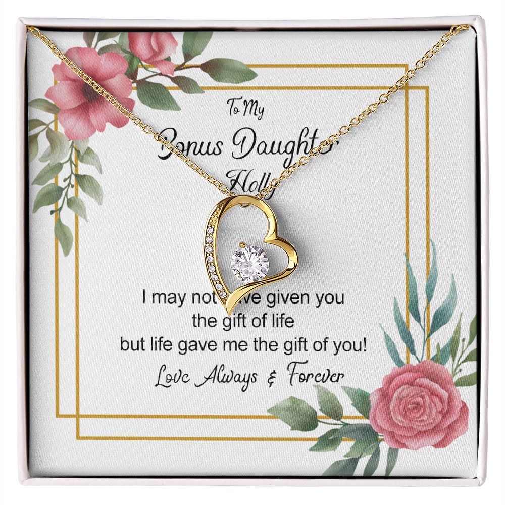 Bonus Daughter Gifts From Stepdad, Step Daughter Gifts From Stepmom, Stepdaughter Gifts From Stepdad, Father Stepdaughter Necklace, To My Bonus Daughter Necklaces, Christmas Gifts For Bonus6 Forever Love Necklace