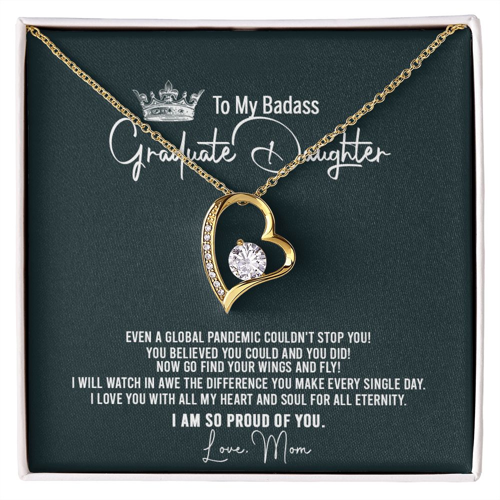 Badass Graduation Daughter Gift From Mom, Graduation Gift, Necklace Congrats Graduation Pendants Gift For Daughter, Daughter In law, Daughter Necklace From Mom Forever Love Necklace