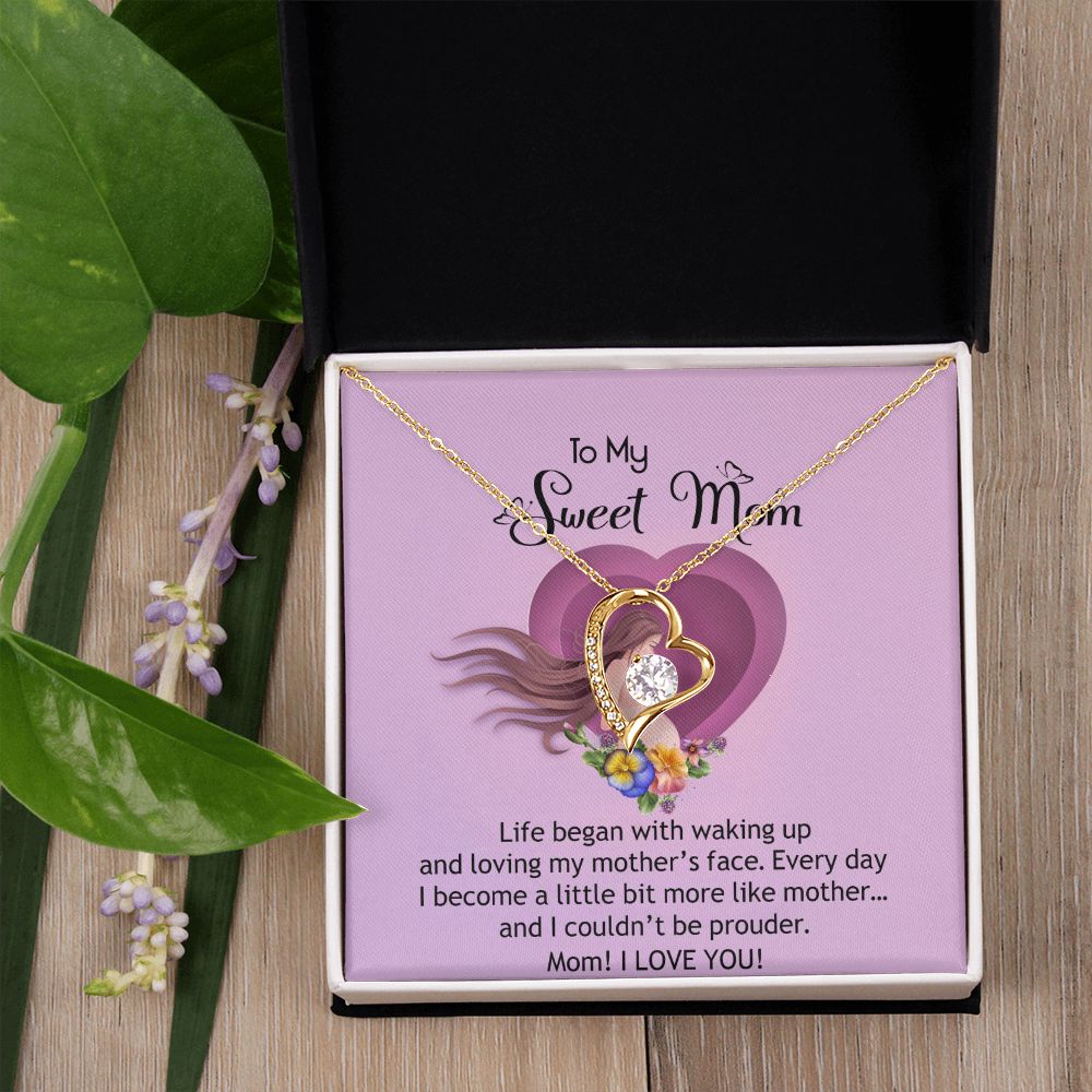 To My Sweet Mom, Sweet Mom Necklace Pendant, Mothers Day Gifts, Gift For Sweet Mom, New Mom Gifts Forever Love Necklace