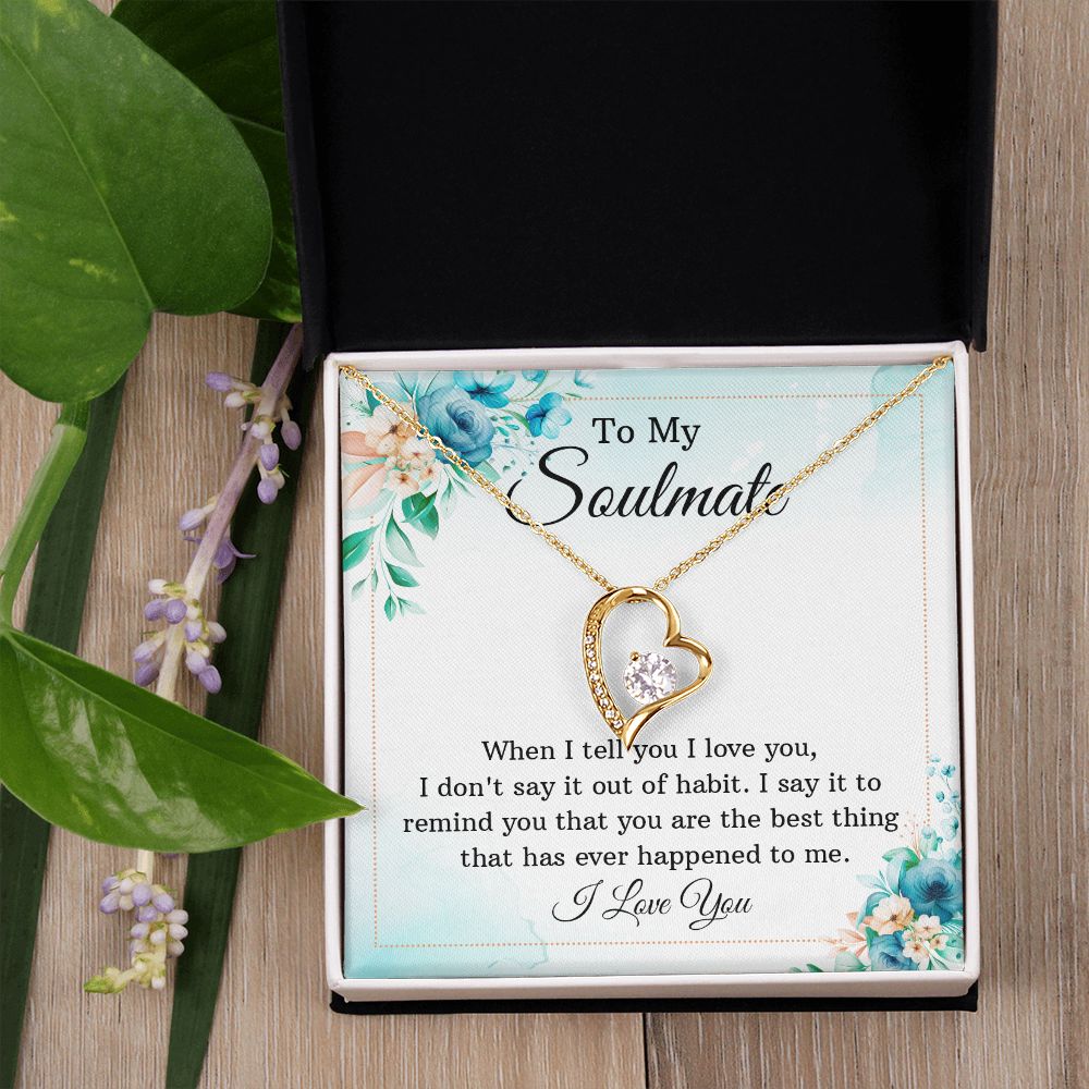 To My Soulmate Necklace for Women Birthday Christmas Jewelry Gifts For My Wife with Message Card Box Personalized Gift Present Pendant for Future Wife Soulmate Girlfriend Love 12 Forever Love Necklace