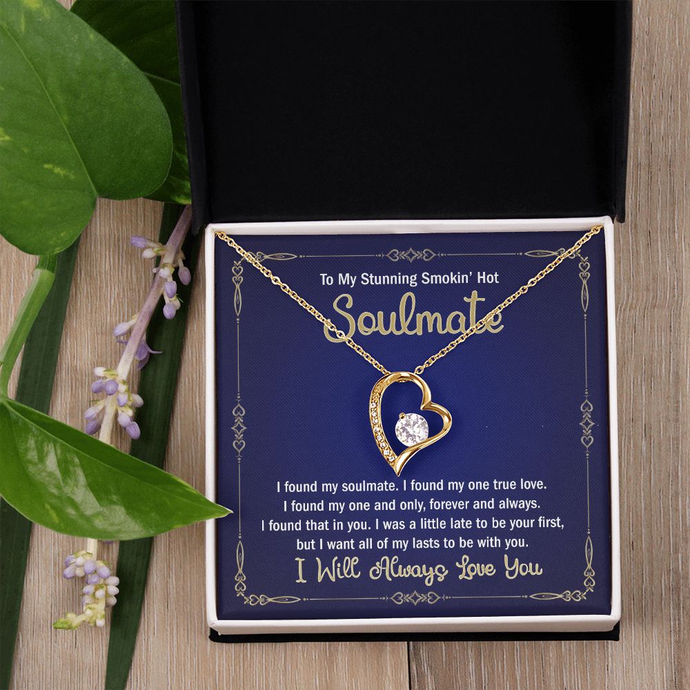 To My Smokin Hot Soulmate Necklace - Wife Gifts From Husband To My Wife Necklace, Gift for Her Romantic, Girlfriend Gifts Necklace for Wife from Men Includes Message Card and Gift Box 6 Forever Love Necklace
