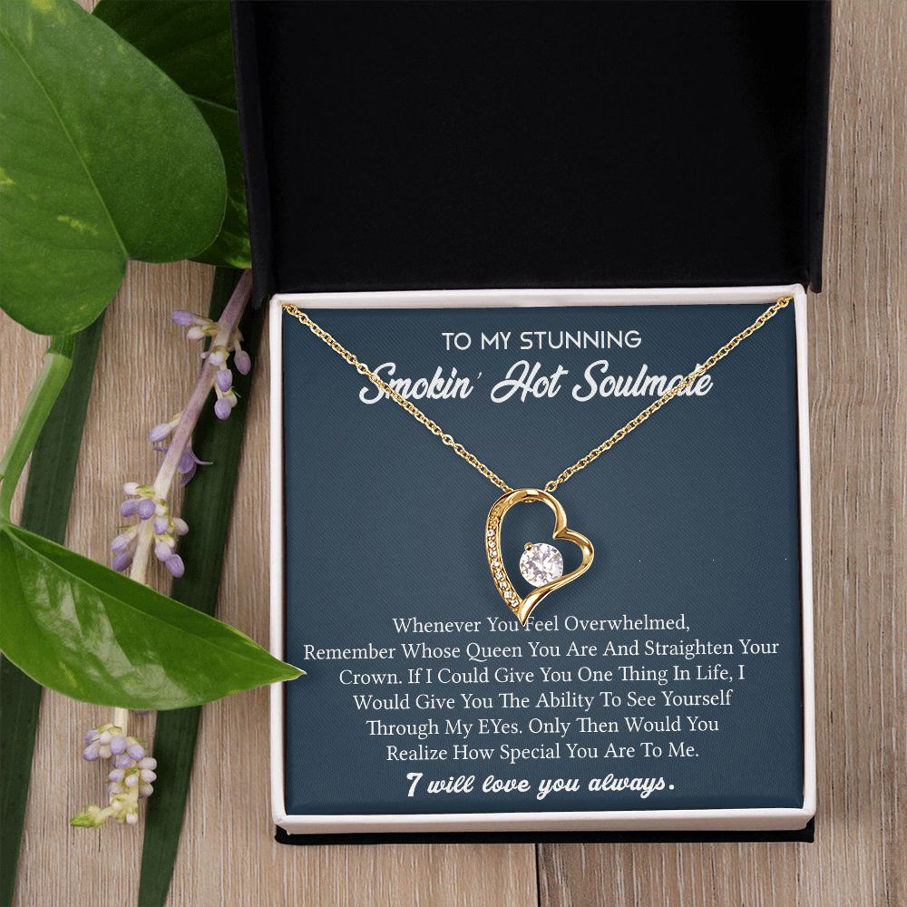 To My Soulmate Necklace for Women Birthday Valentines Day Jewelry Gifts For My Wife with Message Card Box Personalized Gift Present Pendant for Future Wife Soulmate Girlfriend Love 5 Forever Love Necklace