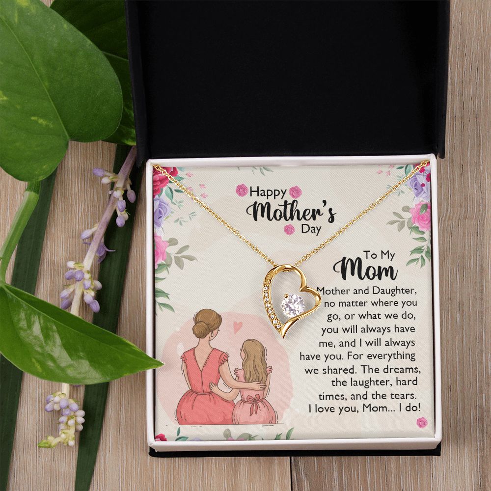 Mom Necklace Gifts for Mom from Daughter to Mom Gifts for Mothers Day from Daughter, To My Mom Necklace from Daughter to Mom Birthday Gifts Necklace with Message Card and Gift Box11 Forever Love Necklace