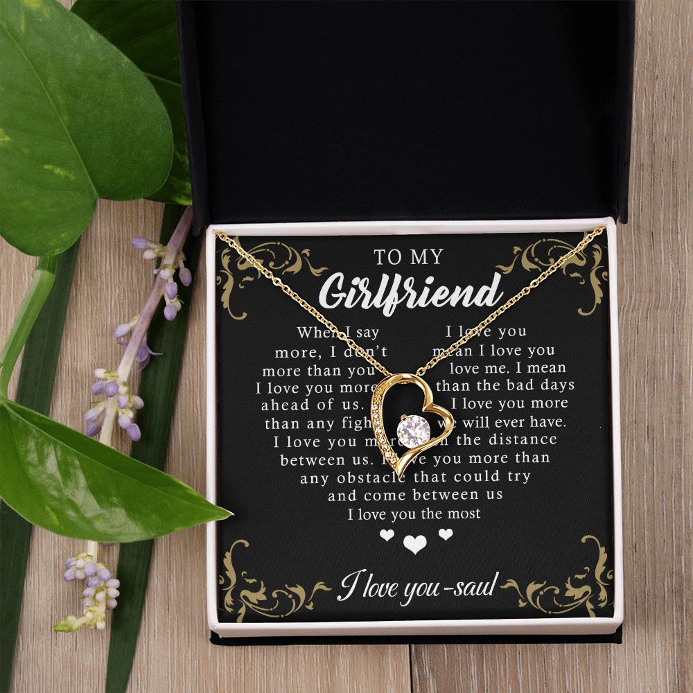 To My Girlfriend Necklace from Boyfriend, Personalized Necklace for Women, Luxury Necklace for Girlfriend, Wedding Anniversary Present For Her, Girlfriend Gift Jewelry Christmas Birthday Gift Forever Love Necklace