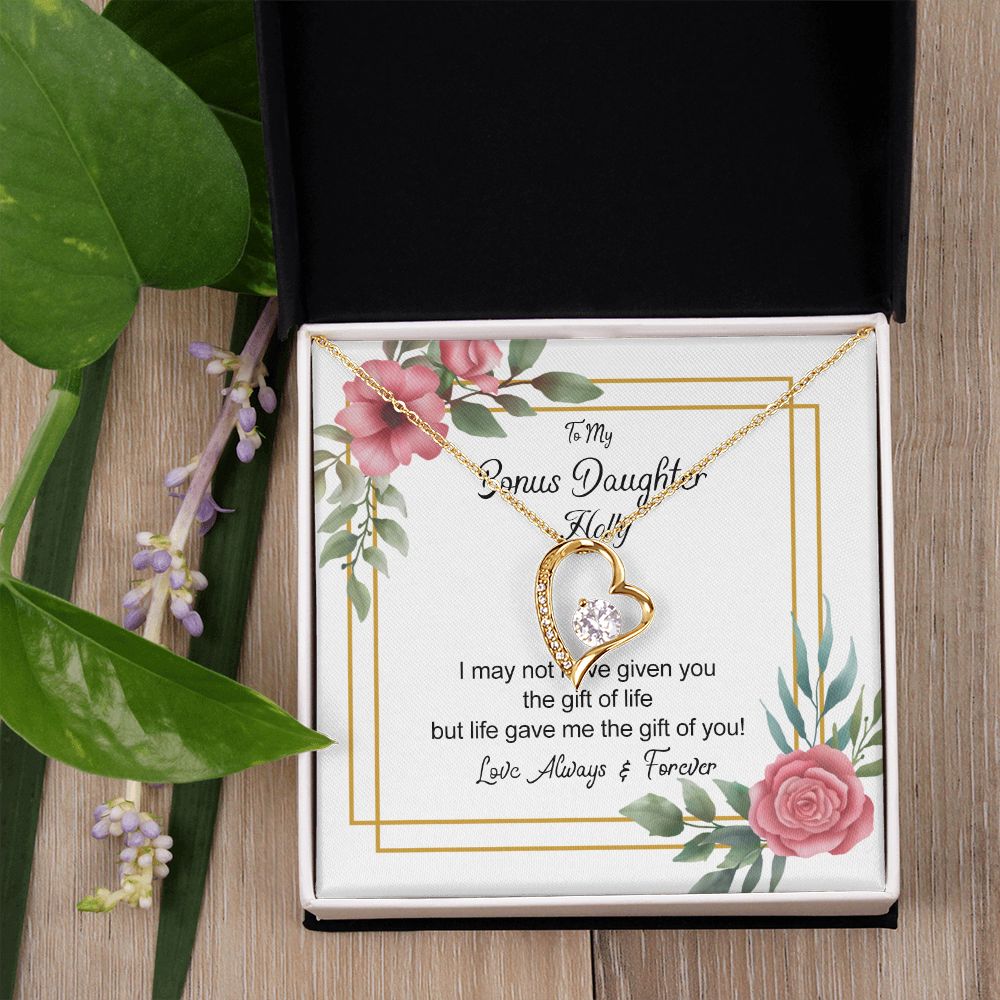 Bonus Daughter Gifts From Stepdad, Step Daughter Gifts From Stepmom, Stepdaughter Gifts From Stepdad, Father Stepdaughter Necklace, To My Bonus Daughter Necklaces, Christmas Gifts For Bonus6 Forever Love Necklace