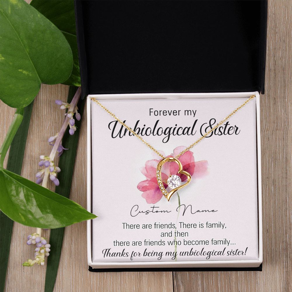 To My Unbiological Sister Necklace for Soul Sister Gift for Big Little Sorority Sister in Law Necklace for Sister Gift Tribe Jewelry Birthday Gift Idea for Best Friend 301 Forever Love Necklace