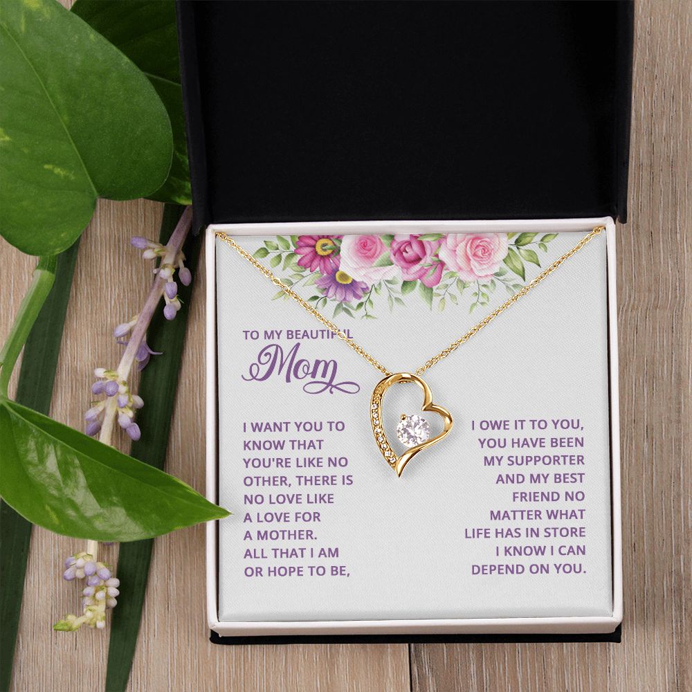 Mom Necklace Gifts for Mom from Daughter to Mom Gifts for Mothers Day from Daughter, To My Mom Necklace from Daughter to Mom Birthday Gifts Necklace with Message Card and Gift Box17 Forever Love Necklace