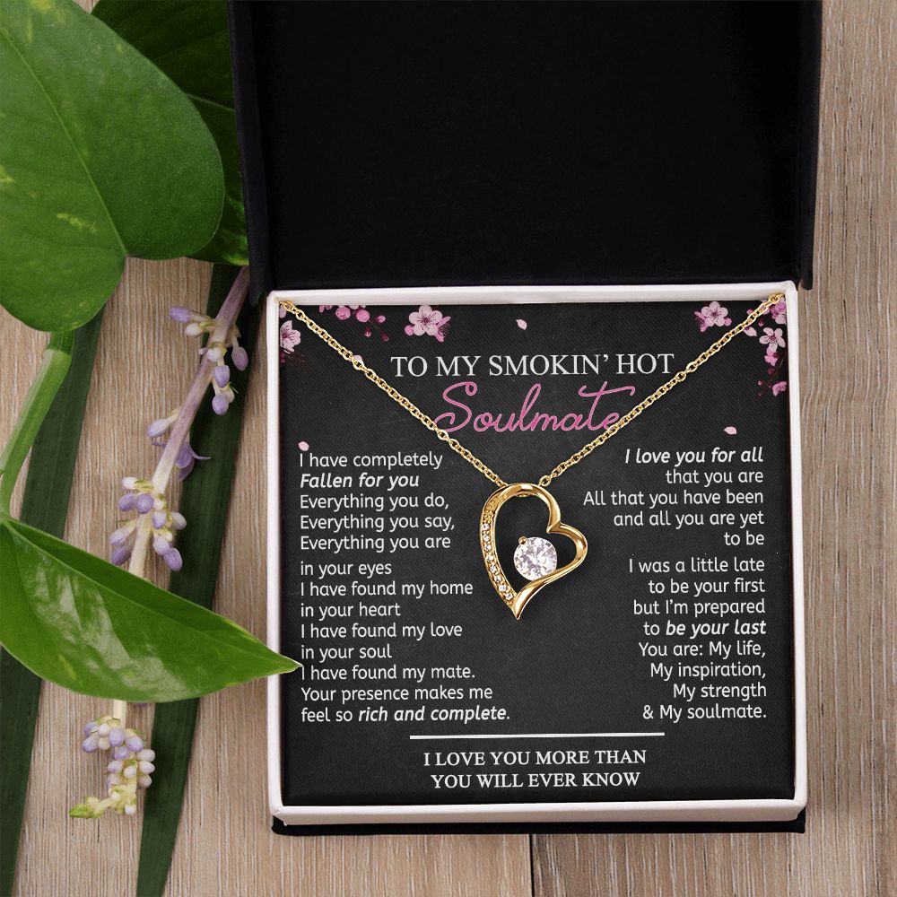 To My Smokin Hot Soulmate Necklace - Wife Gifts From Husband To My Wife Necklace, Gift for Her Romantic, Girlfriend Gifts Necklace for Wife from Men Includes Message Card and Gift Box 12 Forever Love Necklace