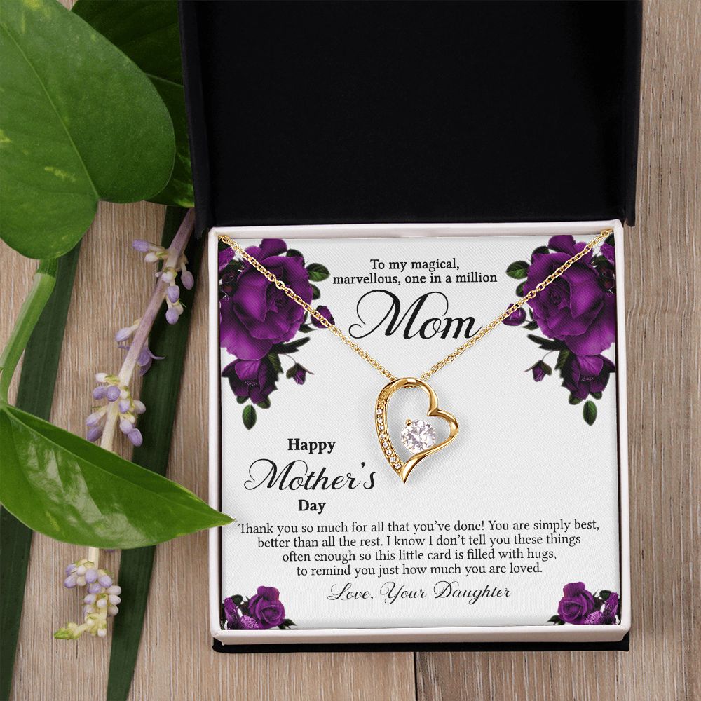 Mom Necklace Gifts for Mom from Daughter to Mom Gifts for Mothers Day from Daughter, To My Mom Necklace from Daughter to Mom Birthday Gifts Necklace with Message Card and Gift Box3 Forever Love Necklace