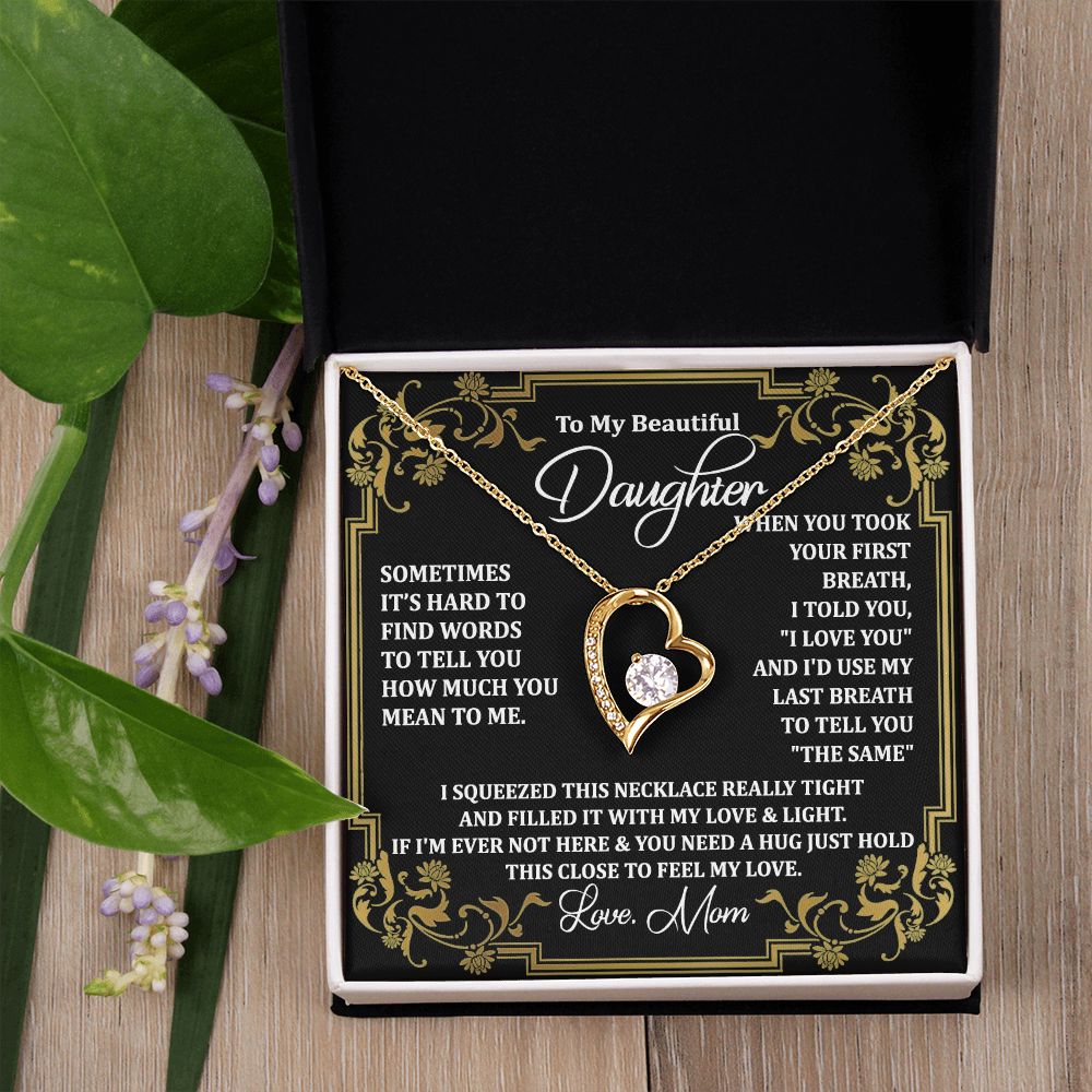 Mother Daughter Gift Ideas, To My Daughter Gift Necklace from Mom, Jewelry Pendant Present for Daughter, Birthday Christmas Gift Graduation Gifts for Daughters, Mother and Daughter Necklace 2134 Forever Love Necklace