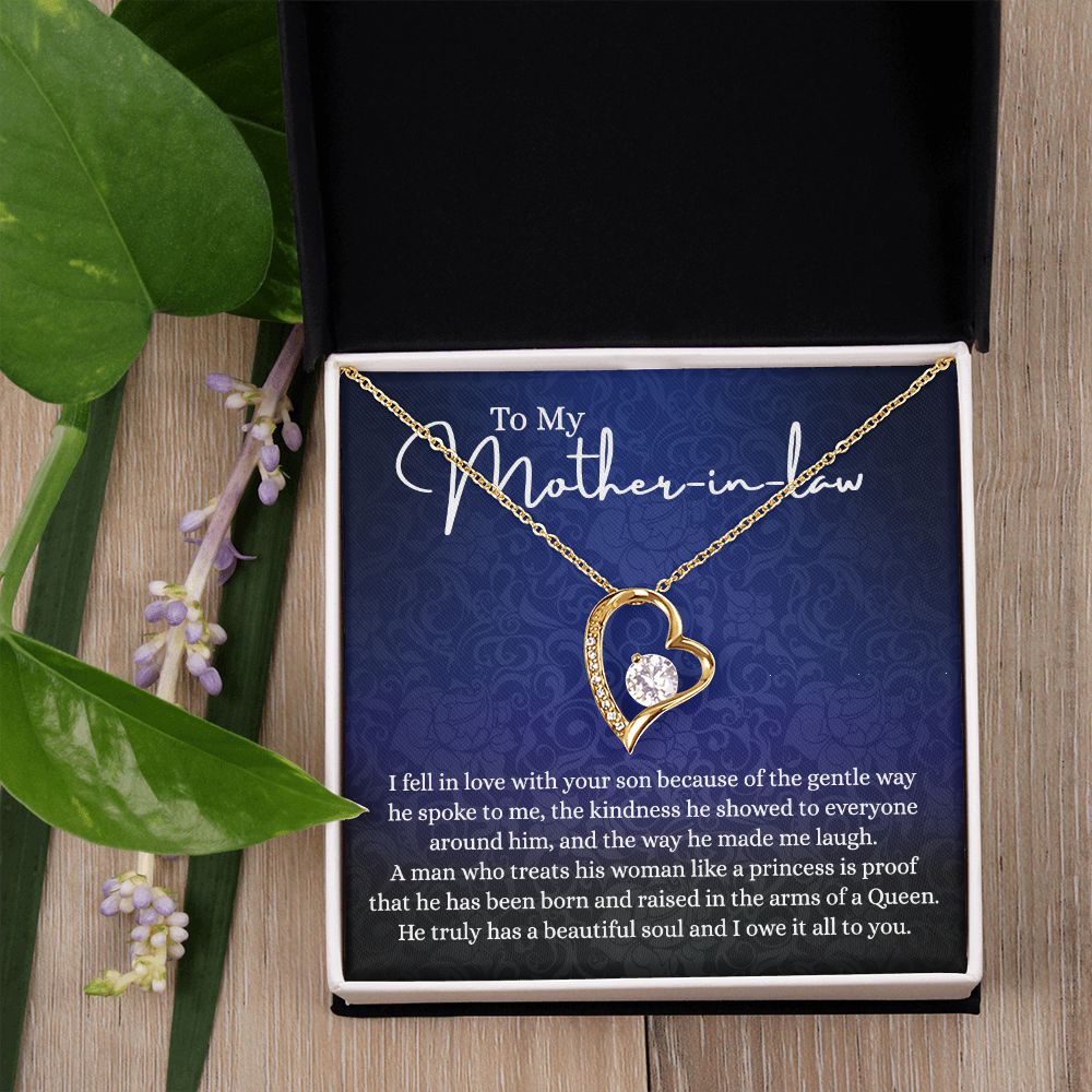 To My Mother in Law Necklace, Mother in Law Jewelry Box, Gift Card, Necklace for Mother in Law Jewelry Gift to My Mother-in-law on Wedding Day Mother's day gift for Mother in Law Forever Love Necklace