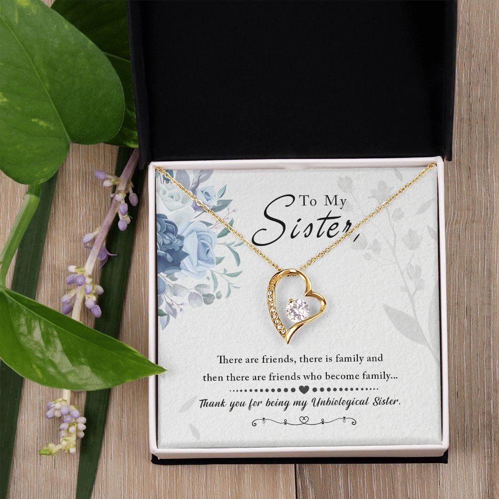 Unbiological Sister - Friends who become family Forever Love Necklace
