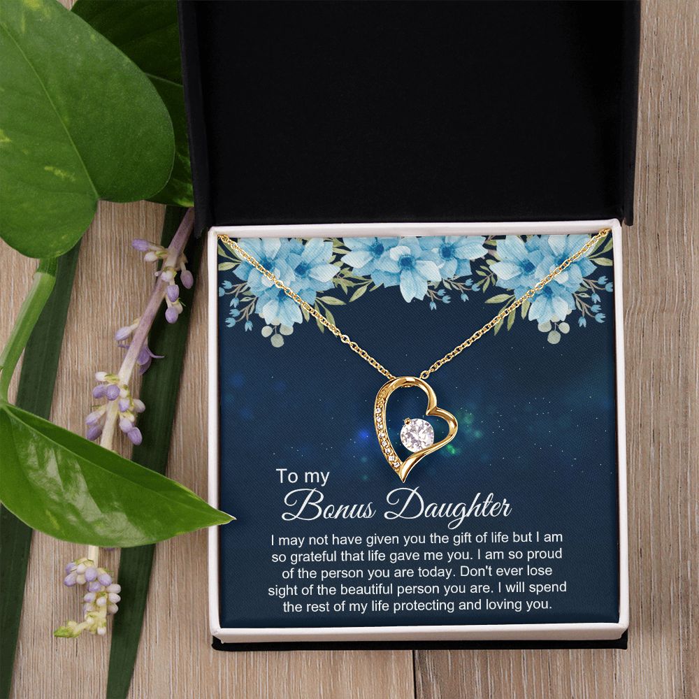 Bonus Daughter Gifts From Stepdad, Step Daughter Gifts From Stepmom, Stepdaughter Gifts From Stepdad, Father Stepdaughter Necklace, To My Bonus Daughter Necklaces, Christmas Gifts For Bonus4 Forever Love Necklace