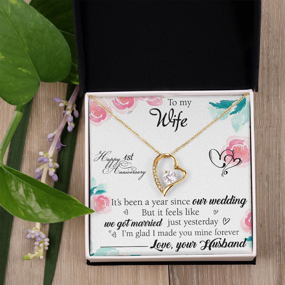To My Wife Necklace, Wedding Anniversary Jewelry For Women, Necklace For Wife from Husband, Gift For Wife Birthday Gifts From Husband Necklace, Jewelry With Message Card In A Gift Box2 Forever Love Necklace