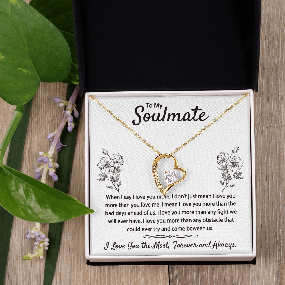 To My Soulmate Necklace for Women Birthday Christmas Jewelry Gifts For My Wife with Message Card Box Personalized Gift Present Pendant for Future Wife Soulmate Girlfriend Love 9 Forever Love Necklace