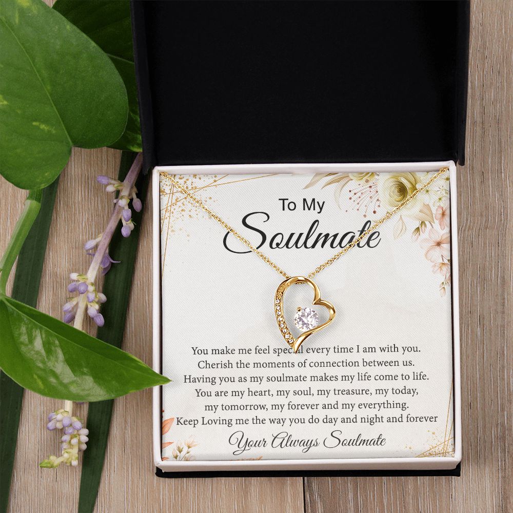 To My Soulmate Necklace for Women Birthday Christmas Jewelry Gifts For My Wife with Message Card Box Personalized Gift Present Pendant for Future Wife Soulmate Girlfriend Love 26 Forever Love Necklace