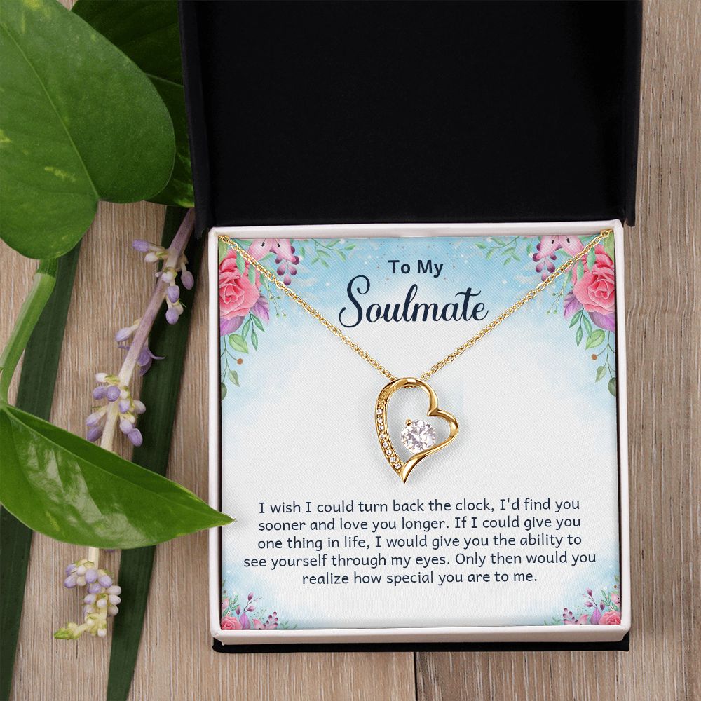 To My Soulmate Necklace for Women Birthday Christmas Jewelry Gifts For My Wife with Message Card Box Personalized Gift Present Pendant for Future Wife Soulmate Girlfriend Love 17 Forever Love Necklace