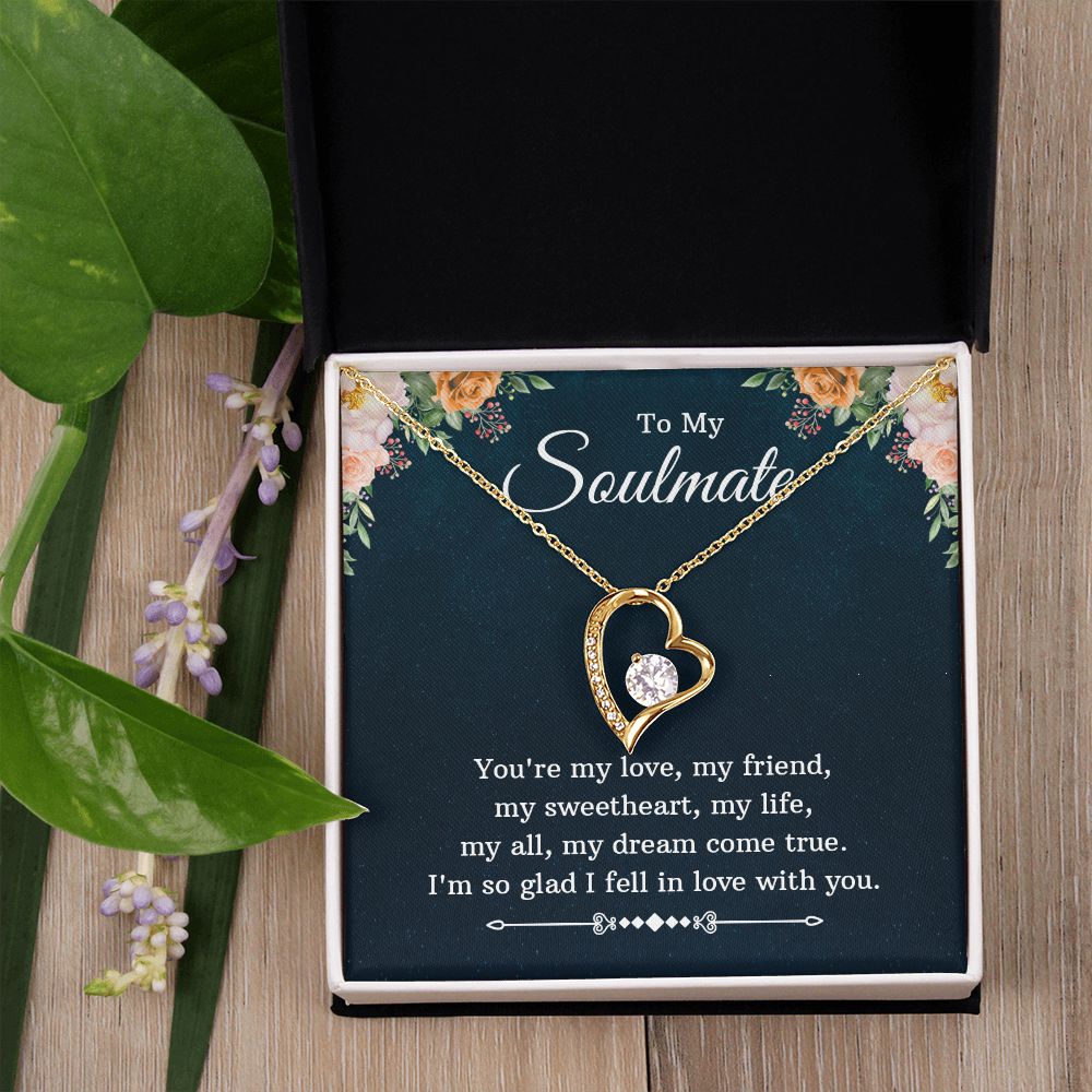 To My Soulmate Necklace for Women Birthday Christmas Jewelry Gifts For My Wife with Message Card Box Personalized Gift Present Pendant for Future Wife Soulmate Girlfriend Love 10 Forever Love Necklace
