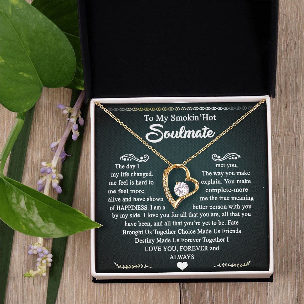 To My Smokin Hot Soulmate Necklace - Wife Gifts From Husband To My Wife Necklace, Gift for Her Romantic, Girlfriend Gifts Necklace for Wife from Men Includes Message Card and Gift Box 3 Forever Love Necklace