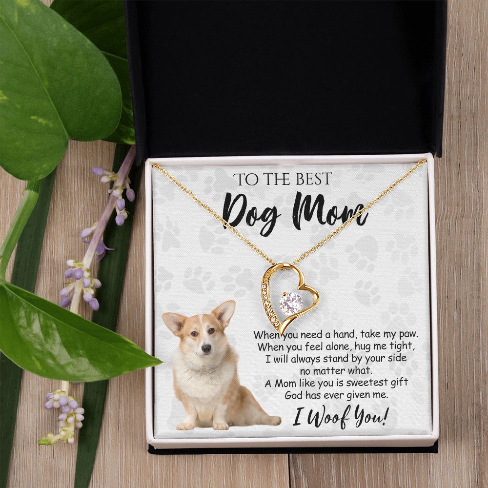 To The Best Corgi Dog Mom Knot Necklace Mother's Day Gift , I Woof You Quote Gift Card, Message Card Jewelry For Dog Lovers, Necklace For Mom Forever Love Necklace