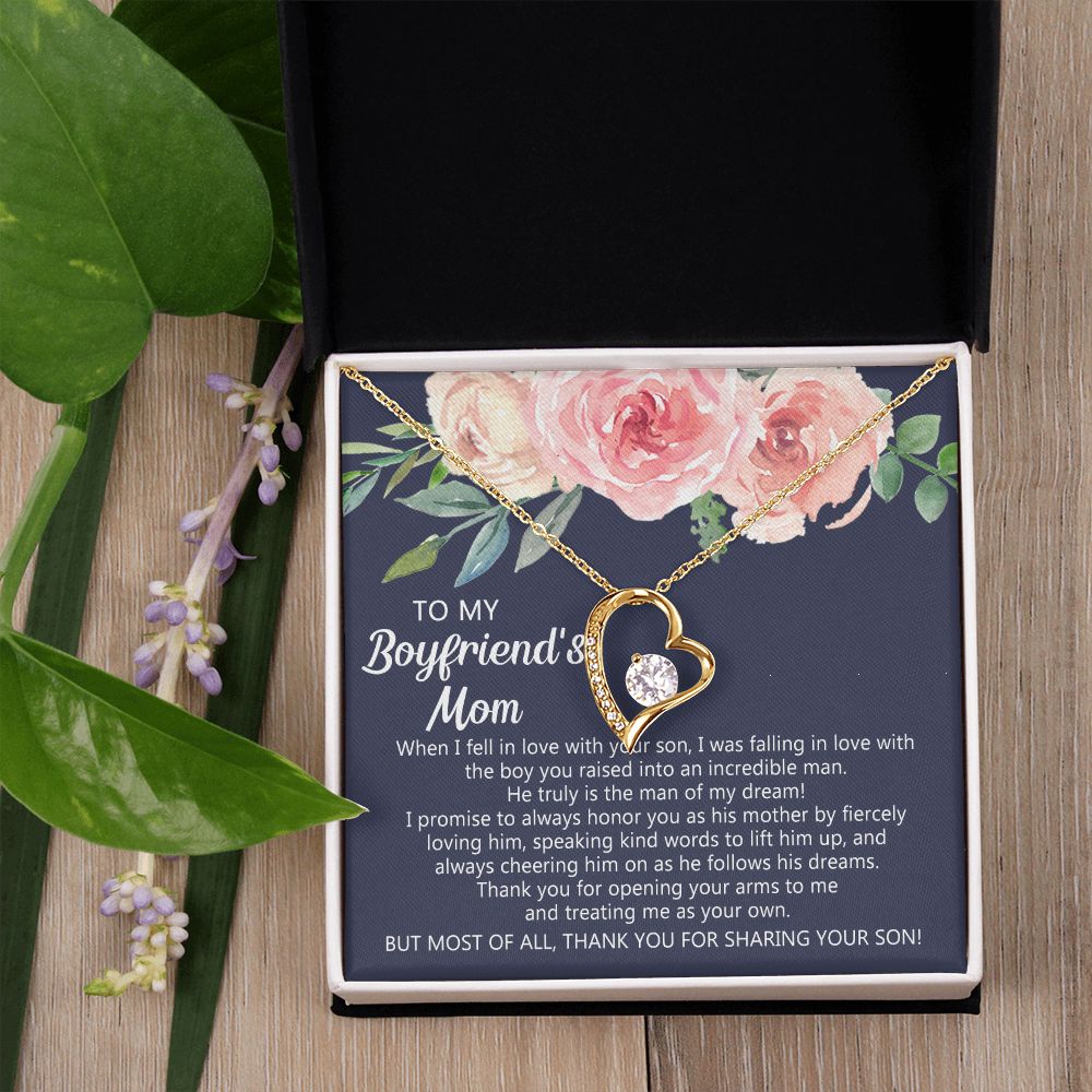 Personalized Gift for Boyfriends Mom, Boyfriends Mom Gift, Message Card Jewelry, To My Boyfriend's Mom Necklace with Message Card, Birthday Mother's Day Necklace for Boyfriend Mother Forever Love Necklace