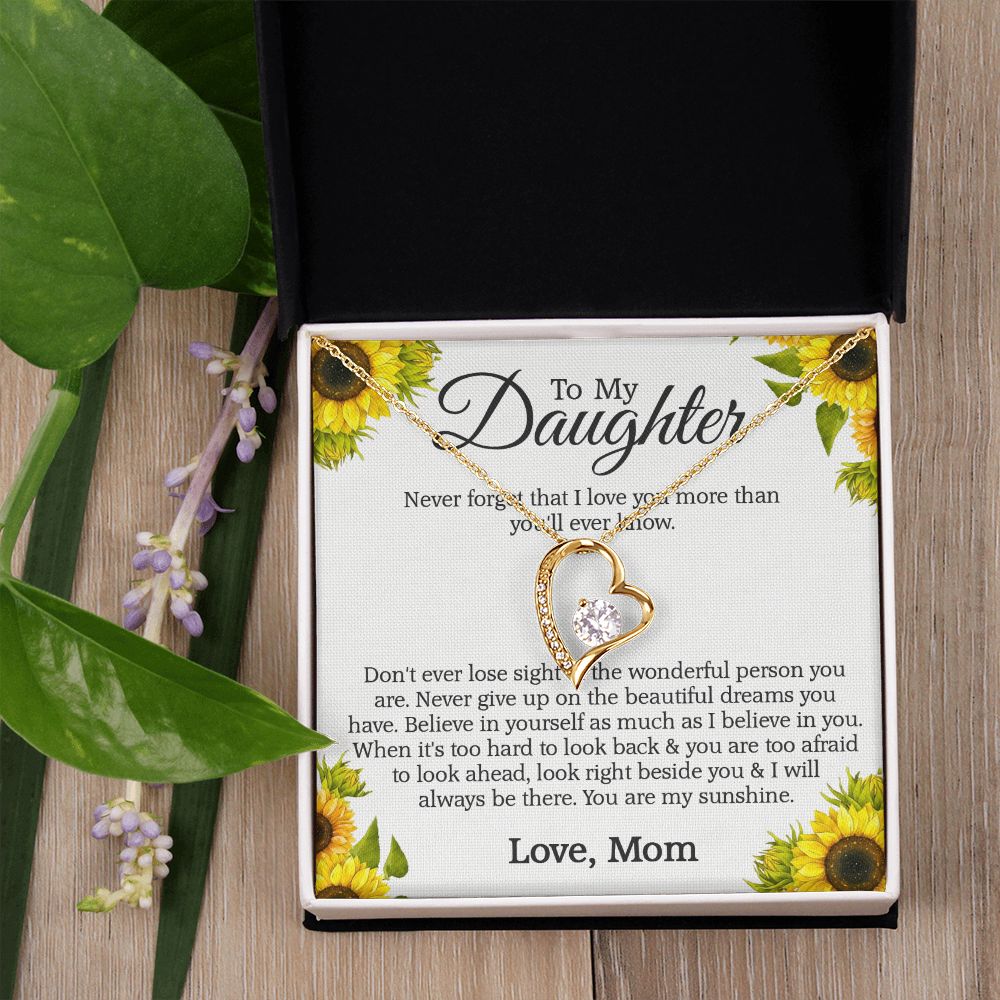 Mother Daughter Gift Ideas, To My Daughter Gift Necklace from Mom, Jewelry Pendant Present for Daughter, Birthday Christmas Gift Graduation Gifts for Daughters, Mother and Daughter Necklace 2132 Forever Love Necklace