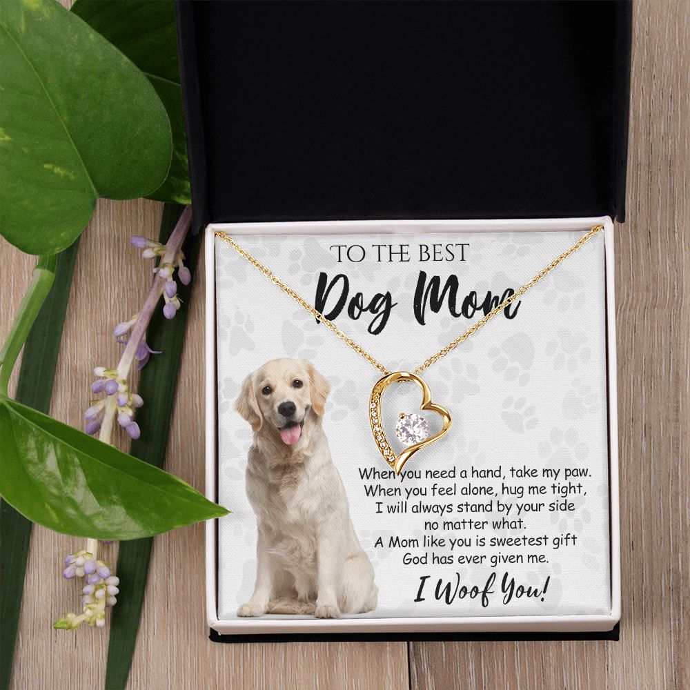 To The Best Golden Retriever Dog Mom Knot Necklace Mother's Day Gift , I Woof You Gift Card, Message Card Jewelry For Dog Lovers, Necklace For Mom Forever Love Necklace