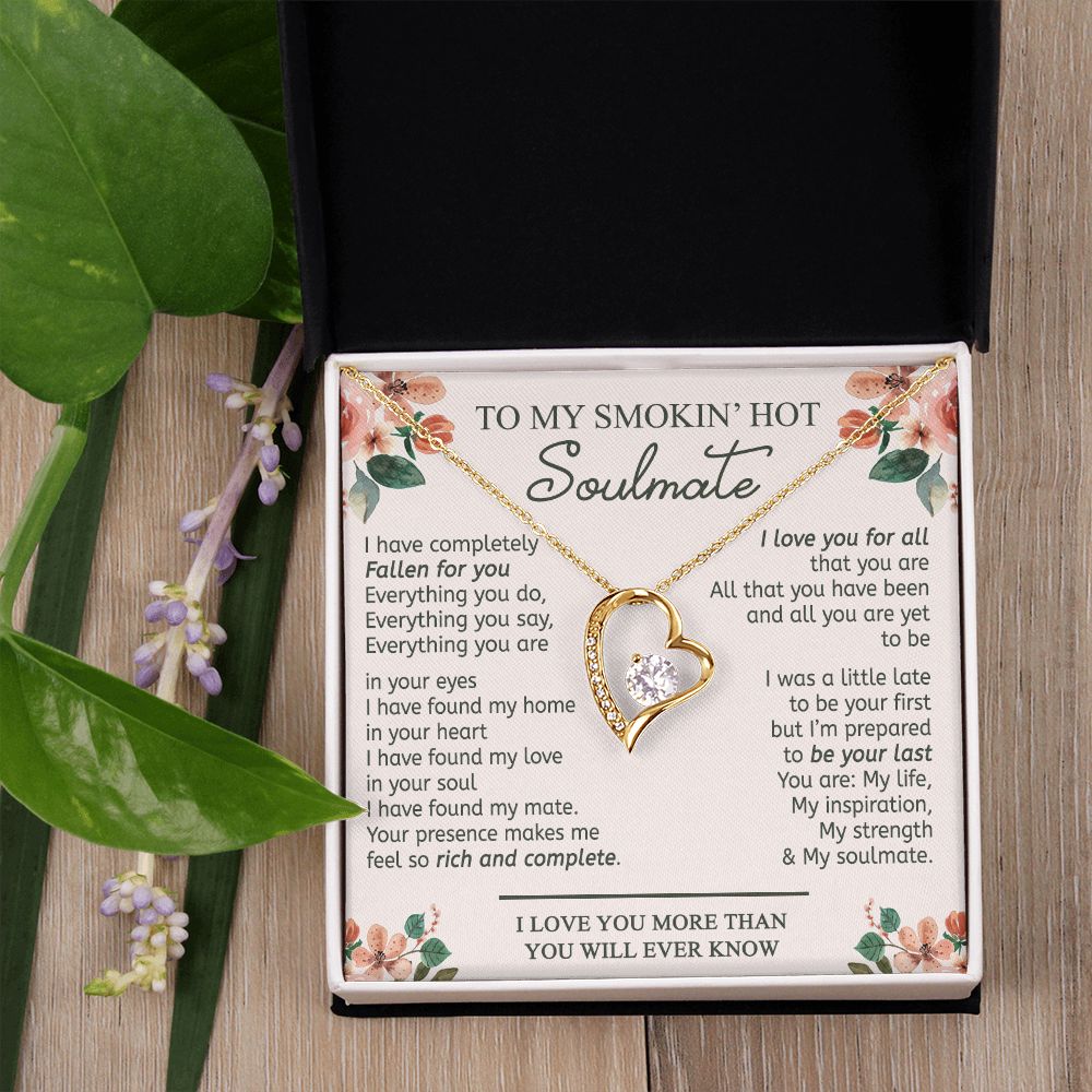 To My Smokin Hot Soulmate Necklace - Wife Gifts From Husband To My Wife Necklace, Gift for Her Romantic, Girlfriend Gifts Necklace for Wife from Men Includes Message Card and Gift Box 20 Forever Love Necklace