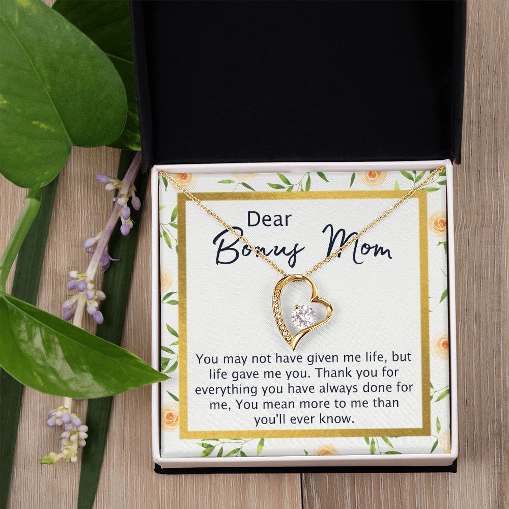 Bonus Mom Gifts, To My Bonus Mom Necklace, Bonus Mom Jewelry, Necklace for Bonus Mom, Step Daughter To Stepmother Necklace, Step Mom Necklace for Women Step Mom Mothers Day Jewelry Forever Love Necklace