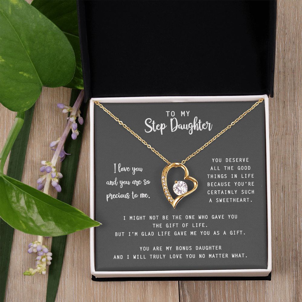 to My Step Daughter Necklace from Stepdad Bonus Daughters Birthday Xmas Congrats (1) Forever Love Necklace