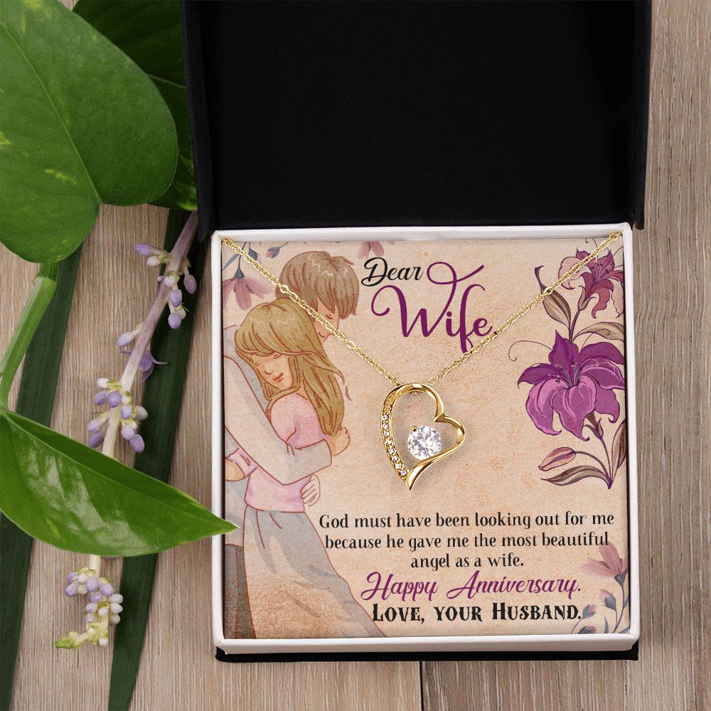 To My Wife Necklace, Wedding Anniversary Jewelry For Women, Necklace For Wife from Husband, Gift For Wife Birthday Gifts From Husband Necklace, Jewelry With Message Card In A Gift Box7 Forever Love Necklace