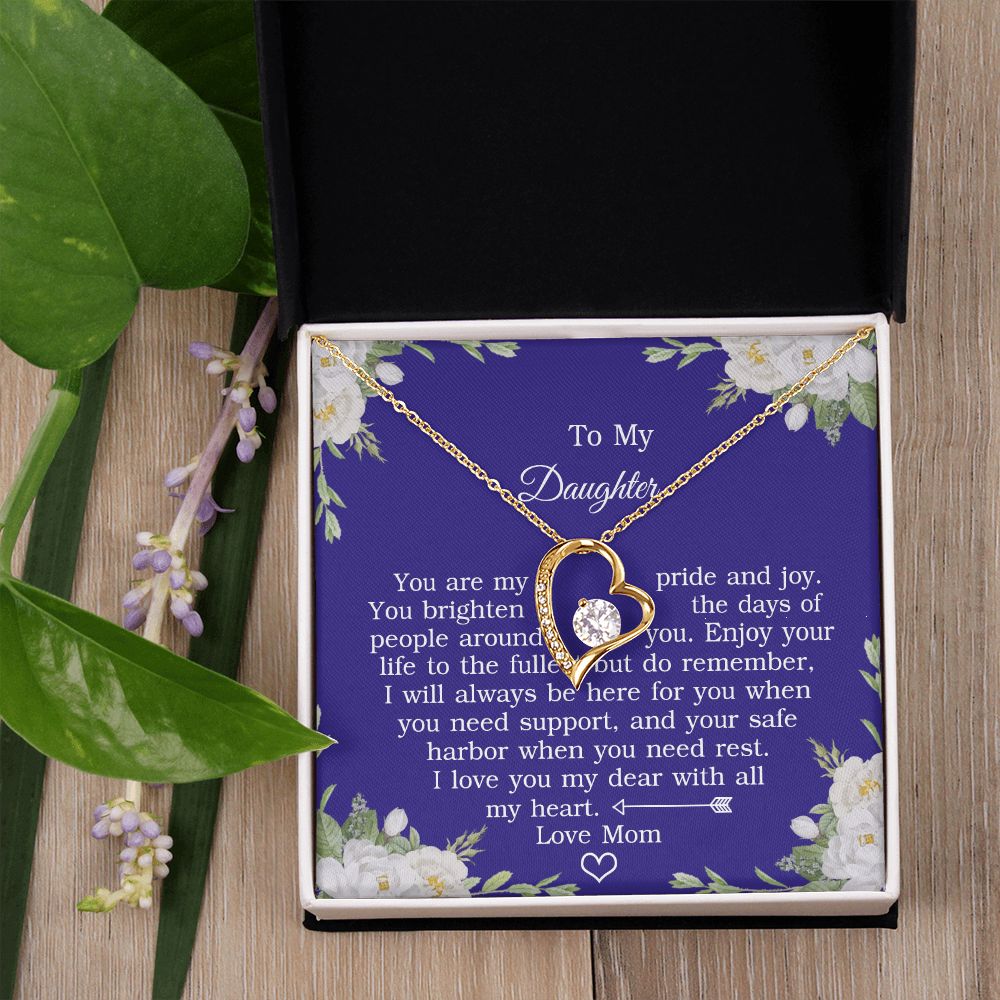 Mother Daughter Gift Ideas, To My Daughter Gift Necklace from Mom, Jewelry Pendant Present for Daughter, Birthday Christmas Gift Graduation Gifts for Daughters, Mother and Daughter Necklace 2137 Forever Love Necklace