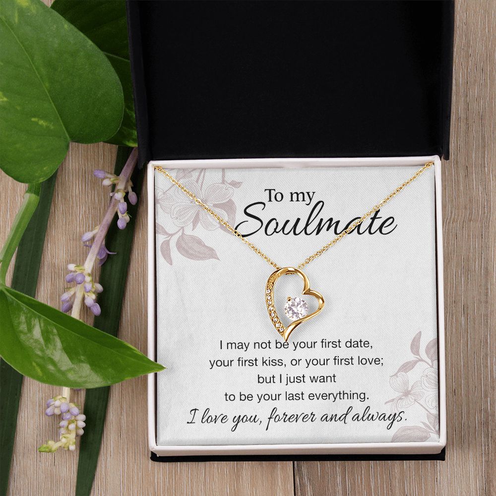 To My Soulmate Necklace for Women Birthday Valentines Day Jewelry Gifts For My Wife with Message Card Box Personalized Gift Present Pendant for Future Wife Soulmate Girlfriend Love 3 Forever Love Necklace